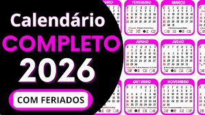 FERIADOS 2026 SERÃO NOS DIAS NORMAIS DE TRABALHO